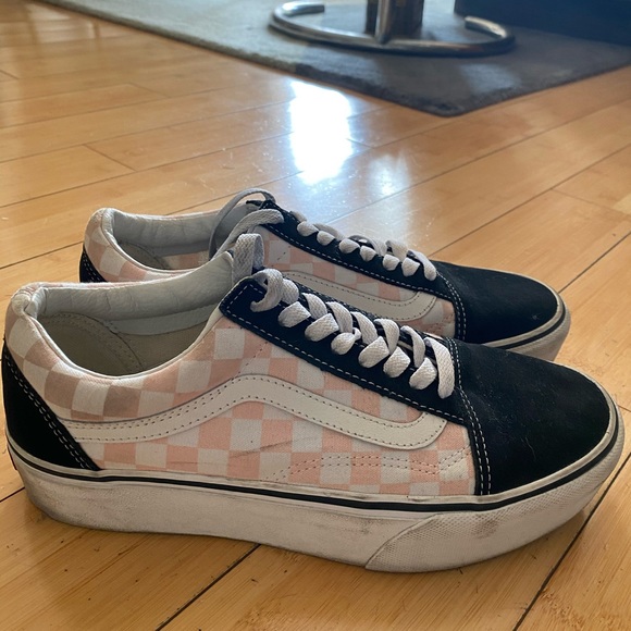 vans platform pink checkerboard